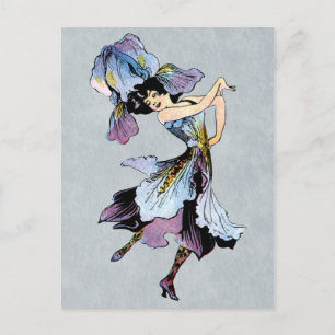 vintage Iris-Blumenfee Postkarte