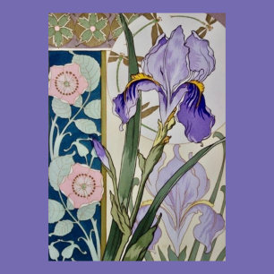 Vintage-Iris-Illustration Karte