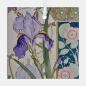 Vintage-Iris-Illustration Ornament Aus Glas (Rückseite)