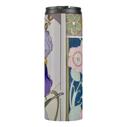 Vintage Iris-Illustration Thermosbecher (Rückseite)