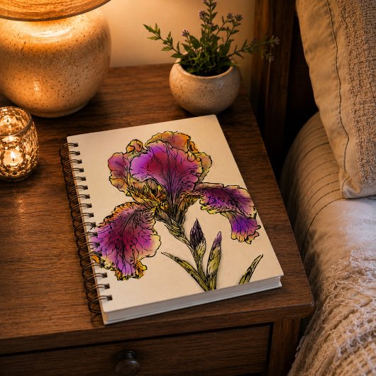 Vintage Iris mit Bart Botanisches Journal Notizblock