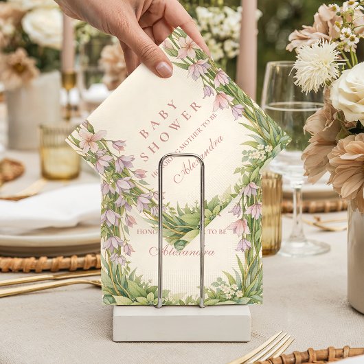 Vintage Iris und Glockenblume Botanische Babyparty Serviette