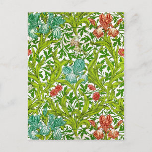 Vintage-Iris-Vogel-Blumenmuster William Morris Postkarte