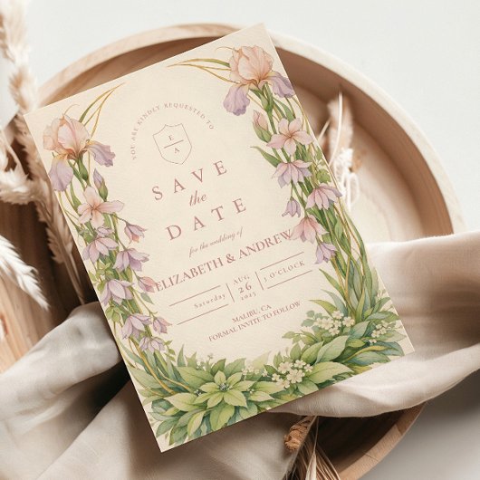 Vintage Iris Wildflower Botanische Hochzeit Save The Date