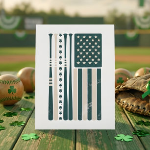 Vintage Irisch-Amerikanische Flagge Shamrock Stolz Feiertagskarte