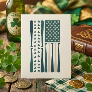 Vintage irisch-amerikanische Shamrock-Flaggenkunst Feiertagskarte