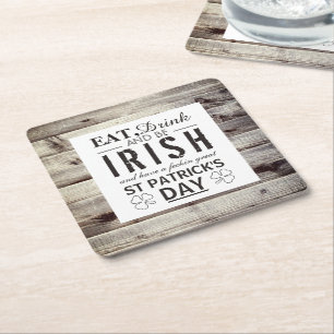 Vintage irisch Holz St. Patricks Tag Rechteckiger Pappuntersetzer