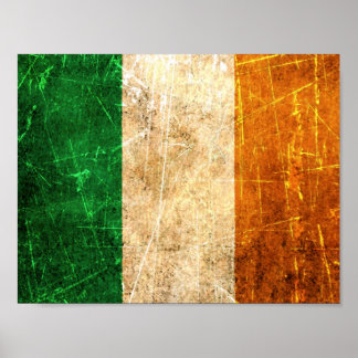 Vintage irische Flagge mit Kratzern Poster