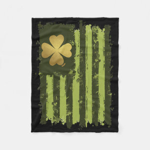 Vintage irische Flagge mit Shamrock-Design St. Pat Fleecedecke