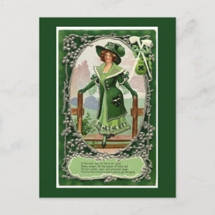 Vintage irische Frauen St. Patrick's Day Grün Postkarte