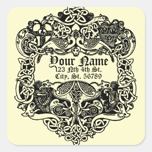 Vintage irische keltische Knochen Quadratischer Aufkleber (Vorderseite)