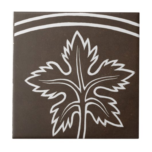 Vintage irische Keramik Art Design Black Leaf Fliese (Vorderseite)