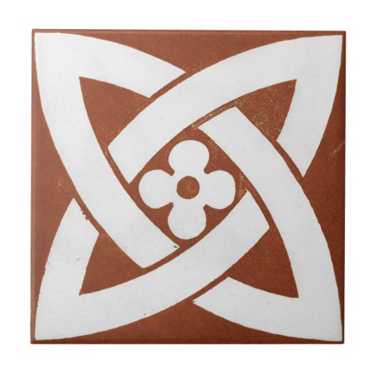 Vintage irische Keramik Art Design Red Celtic Fliese (Vorderseite)