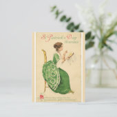 Vintage irische Lady im Grünen Nähen Postkarte (Stehend Vorderseite)