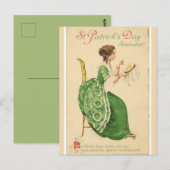 Vintage irische Lady im Grünen Nähen Postkarte (Vorne/Hinten)