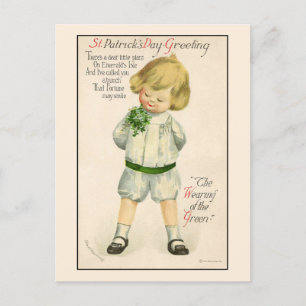 Vintage-Irischer-Junge-St.-Patrick's-Tag Feiertagspostkarte