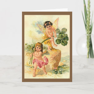 Vintage-Irischer St. Patrick's Day Shamrock und Fe Karte