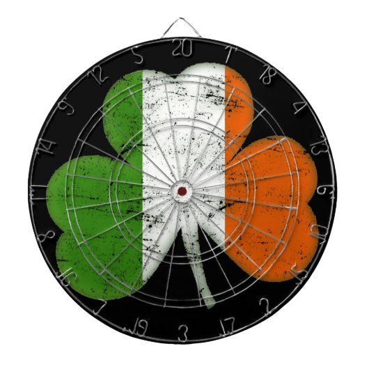 Vintage Irisches Flaggen-Shamrock Dartscheibe (vorne)