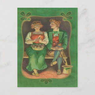 Vintage Irisches Paar Kartoffel St. Patrick's Day Postkarte