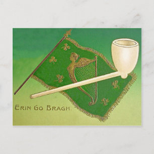 Vintage Irish Flag Harp of Erin St Patrick's Day C Postkarte