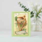 Vintage Irish Harp and Shamrocks Postkarte (Stehend Vorderseite)