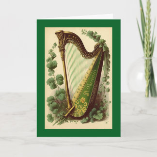 Vintage Irish Harp Greeting Card Karte