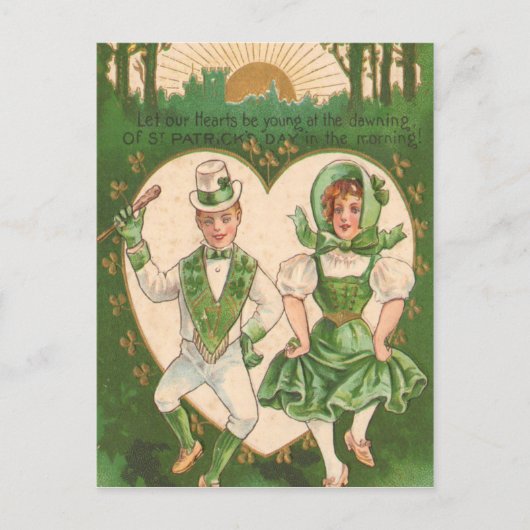 Vintage Irish Hearts St Patrick's Day Card Postkarte (Vorderseite)