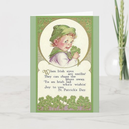 Vintage Irish Lad St. Patrick's Day Card Karte (Vorderseite)