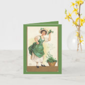 Vintage Irish Miss St.Pat's Card Karte (Gelbe Blume)