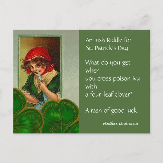 Vintage Irish Riddle St Patricks Day PC Postkarten (Vorderseite)