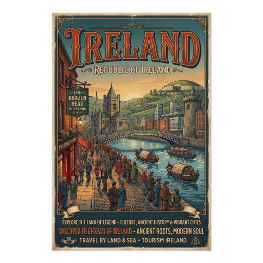 Vintage-Irland-Reiseposter Poster (Vorderseite)