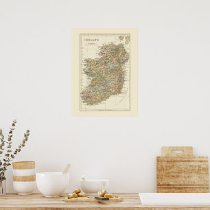Vintage Irlandkarte 1862 Poster