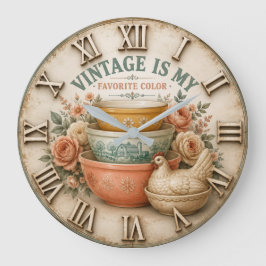 Vintage Is My Favorite Color Farmhouse Mixing Bowl Große Wanduhr