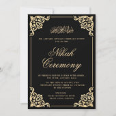 Vintage islamische Hochzeit der Schwarzen Gold Einladung (Vorderseite)