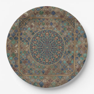 Vintage-islamisches geometrisches Mandala & floral Pappteller