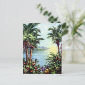 Vintage Island Postkarte (Stehend Vorderseite)
