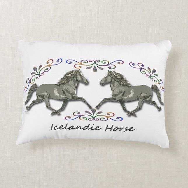 Vintage isländische Pferde Dekokissen (Rückseite)