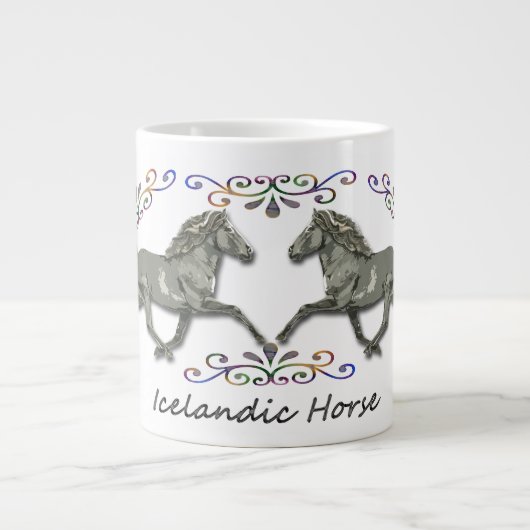 Vintage isländische Pferde Jumbo-Tasse (Vorderseite)