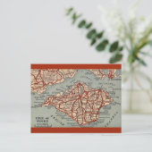 Vintage Isle of Wight Map Postkarte (Stehend Vorderseite)