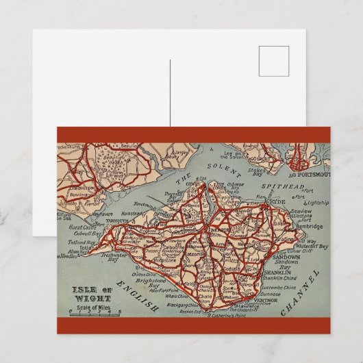 Vintage Isle of Wight Map Postkarte (Vorne/Hinten)