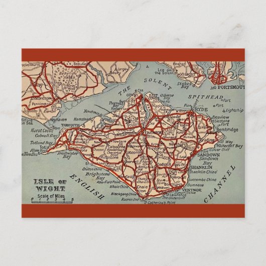 Vintage Isle of Wight Map Postkarte (Vorderseite)