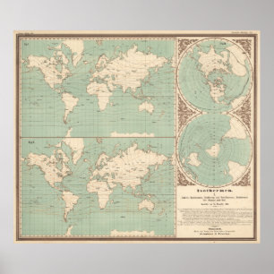 Vintage Isotherm-Karte (1850) Poster