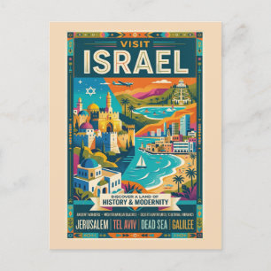 Vintage-Israel-Reiseplakat  Postkarte