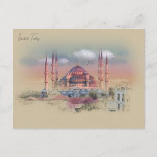 Vintage-Istanbul-Turm-Türkei-Reise-Aquarell Postkarte