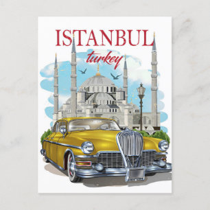 Vintage-Istanbul-Turm-Türkei-Reise-Aquarell  Postkarte