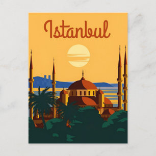 Vintage-Istanbul-Turm-Türkei-Reise-Aquarell  Postkarte