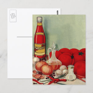 Vintage Italian Food Tomato Onions Peppers Catsup Postkarte