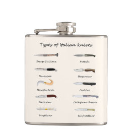 Vintage Italian Knives Illustration Vinyl Wrapped  Flachmann