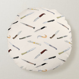 Vintage Italian Knives Pattern Throw Pillow Rundes Kissen