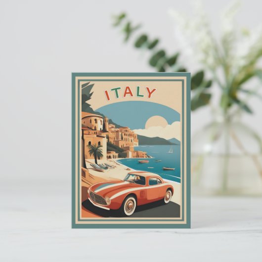 Vintage Italien Italienische Küste Strandwagen Postkarte (Stehend Vorderseite)